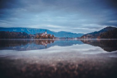 Bled Lake, Island, Church. Slovenya, Avrupa