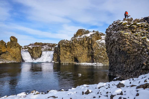 Island natur, vinter resor foto i snö, äventyr, resa, vandring, berg. — Stockfoto