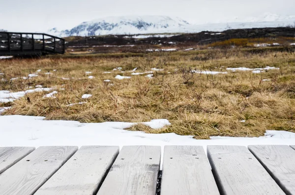 Island natur, vinter resor foto i snö, äventyr, resa, vandring, berg. — Stockfoto