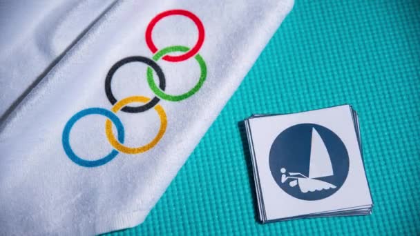 Alla Sport Ikon För Sommar Olympiska Spel Tokyo 2020 Blå — Stockvideo