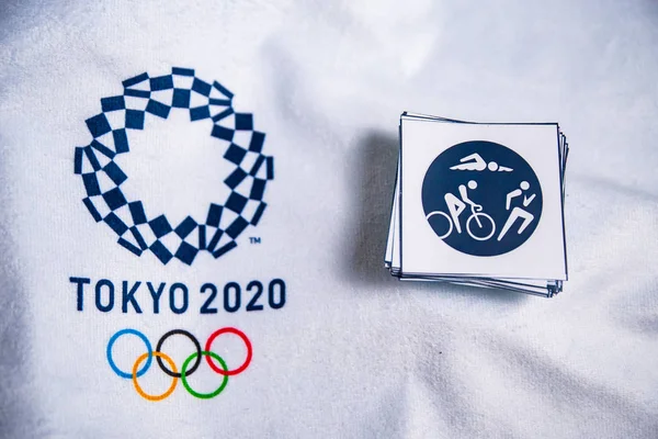 Токио Япония Январь 720 2020 Икона Триатлона Летней Олимпийской Игры — стоковое фото