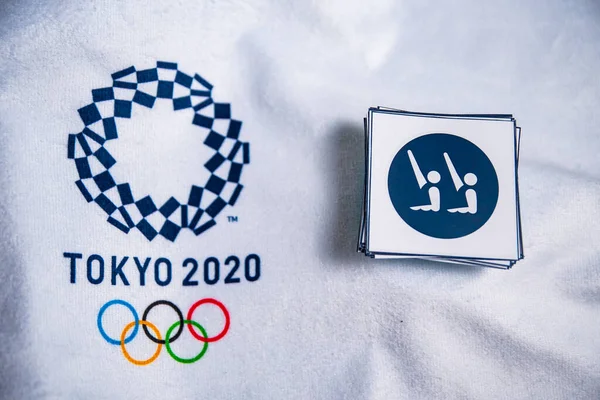 Hej Japan Januar 2020 Kunstnerisk Svømning Ikon Til Sommer Olympiske - Stock-foto