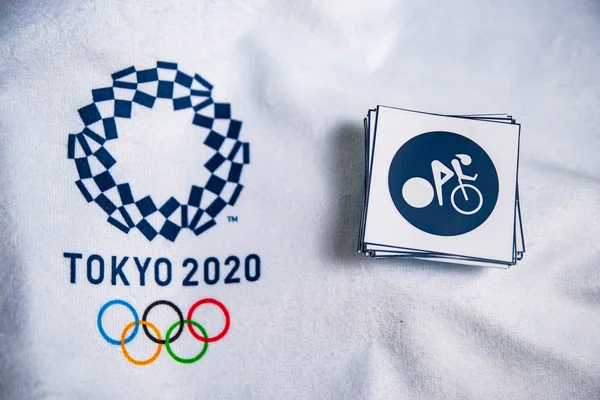 Japan January 2020 Sykling Track Icon Sommer Tokyo 2020 Hvit – stockfoto