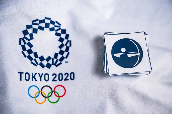 Japan January 2020 Bueskyting Sommer Tokyo 2020 Hvit Bakgrunn Offisiell – stockfoto