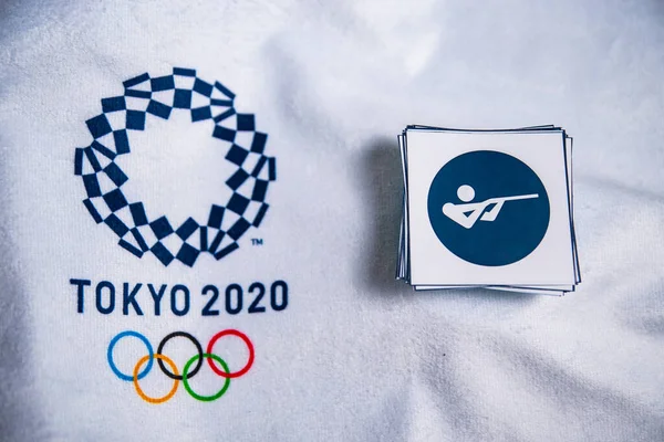 Japan January 2020 Skyting Icon Sommer Tokyo 2020 Hvit Bakgrunn – stockfoto