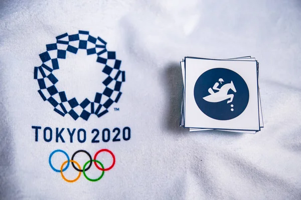 Токио Япония Январь 720 2020 Конный Прыжок Икона Летних Олимпийских — стоковое фото