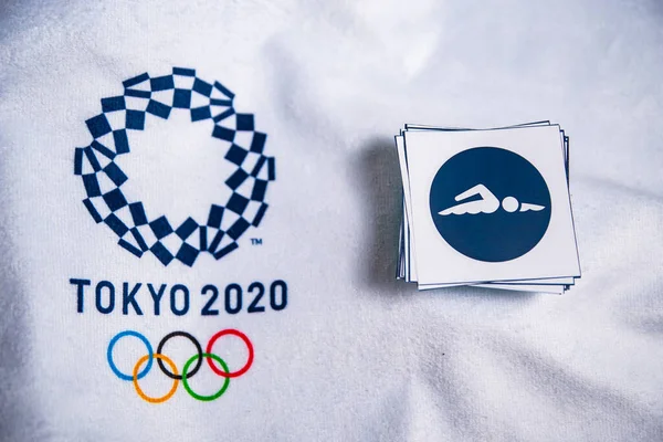 Hej Japan Januar 2020 Svømning Ikon Til Sommer Olympiske Spil - Stock-foto