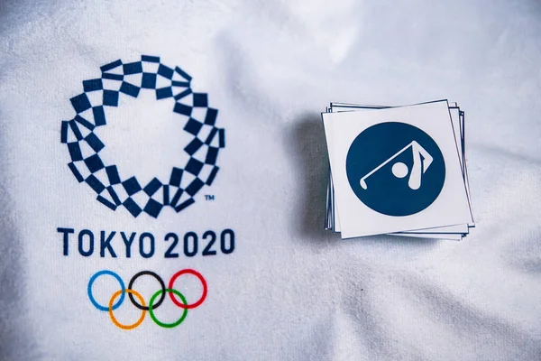 日本东京 2020年夏季奥林匹克运动会高尔夫图标东京2020年 白色背景 官方标志和象形文字 — 图库照片