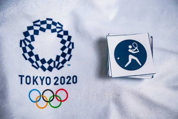 Permainan Olimpiade Musim Panas Ikon Tokyo 2020 Latar Belakang Putih — Stok Foto