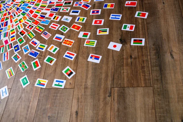 Banderas Nacionales Todas Las Naciones Del Mundo Fondo Marrón — Foto de Stock