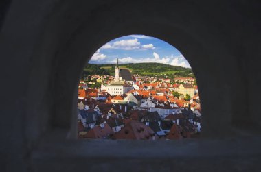 Güzel gündoğumu ışığında tarihi şehir - Çek Cumhuriyeti 'nde Krumlov