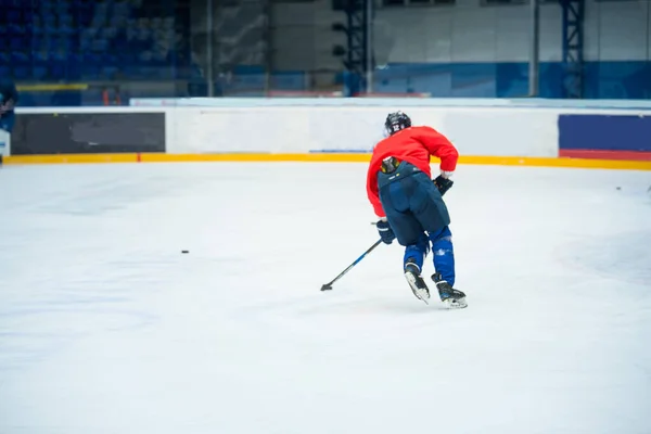 Joueur Professionnel Hockey Sur Glace Rouge Sur Glace — Photo