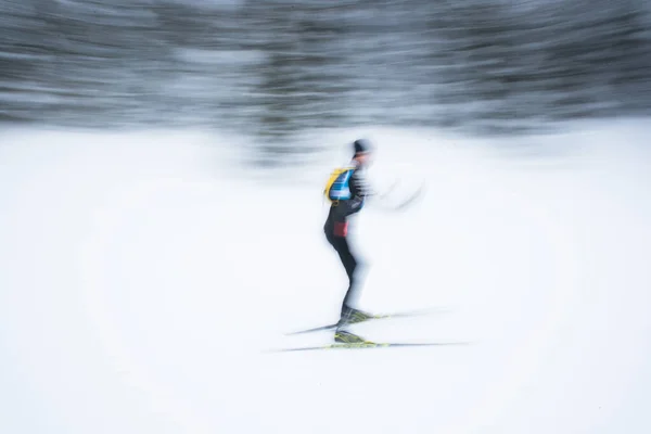 Nordic Ski Blurred Photo Eddit Space — стокове фото