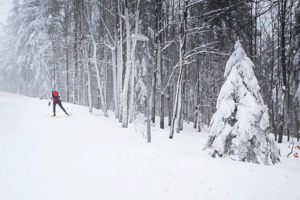 Cross Country Skiing Skating Technique Practiced Man — Stock Photo, Image