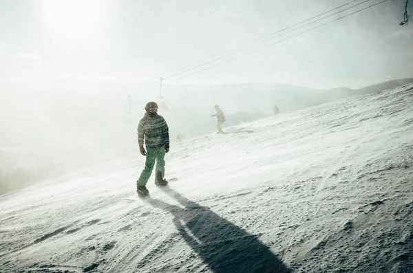 Donovaly Slovensko January 2017 Snowboardista Zimní Přírodě — Stock fotografie