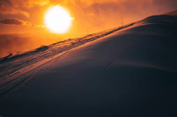 Pôr Sol Inverno Laranja Colorido — Fotografia de Stock