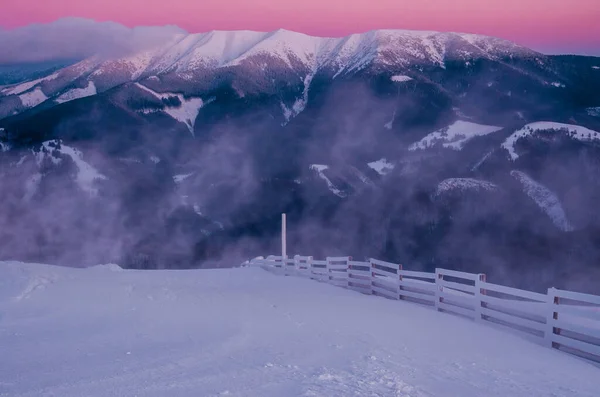 Céu Roxo Pôr Sol Natureza Inverno — Fotografia de Stock