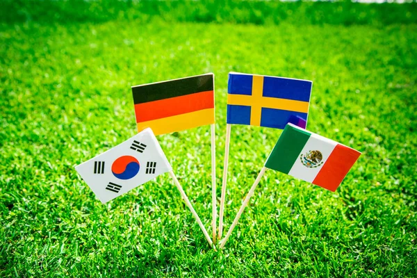 Γερμανία Μεξικό Σουηδία Κορέα Νότια Κορέα Εθνικές Σημαίες Στο Πράσινο — Φωτογραφία Αρχείου