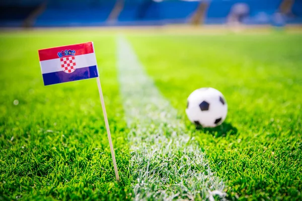 Хорватия Национальный Флаг Футбольный Мяч Зеленой Траве Вентиляторы Поддержка Фото — стоковое фото