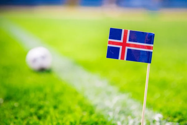 Iceland National Flag Football Ball Green Grass Fans Support Photo — Stock Photo, Image