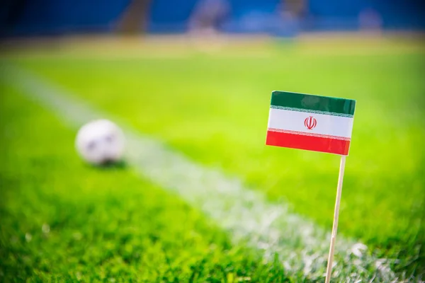 Iran Національний Прапор Футбольний Зеленій Траві Фани Підтримувати Фото Редагувати — стокове фото