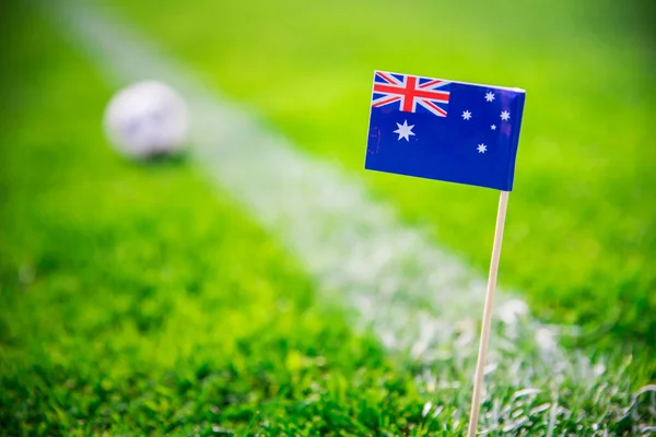 Australia National Flag Football Ball Green Grass Fans Support Photo — Stock Photo, Image