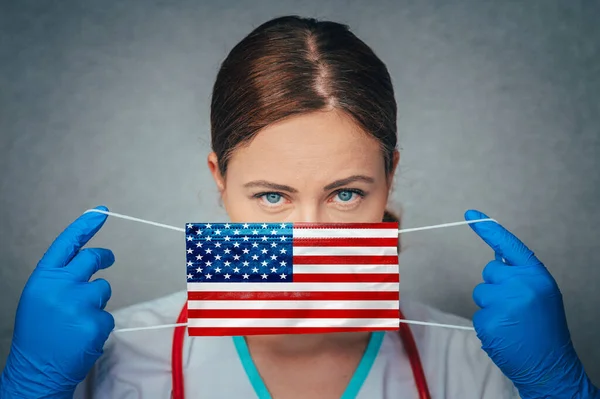Coronavirus Negli Stati Uniti America Stati Uniti America Female Doctor — Foto Stock
