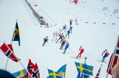 Norveç 'ten ve İsveç' ten gelen bir grup taraftar, Kuzey Avrupa 'da düzenlenen Dünya Kupası' nda kayak müsabakalarını izlerken Pyeongchang - Güney Kore 'de oynanan 2018 kış oyunları için görüntü kavramını benimsedi.