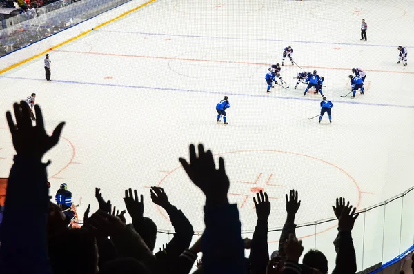 Mains Fans Pendant Match Hockey Sur Glace Photo Soutien Sport — Photo