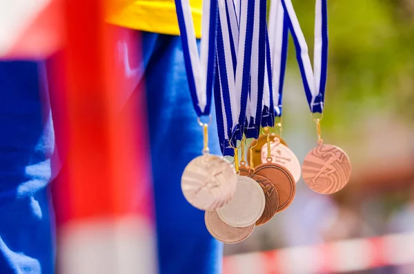 Gold Silver Bronze Metal Air Nice Background Sport Competition — Stock Photo, Image