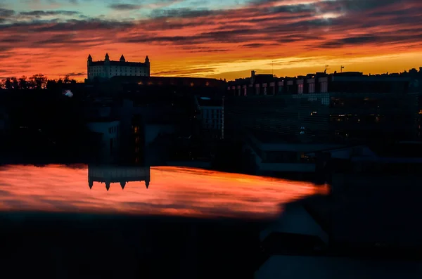 Bratislava Castle Night Black Background — Stock Photo, Image