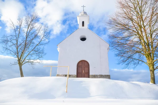 Zimní Kaple Sníh Příroda Vánoční Čas — Stock fotografie