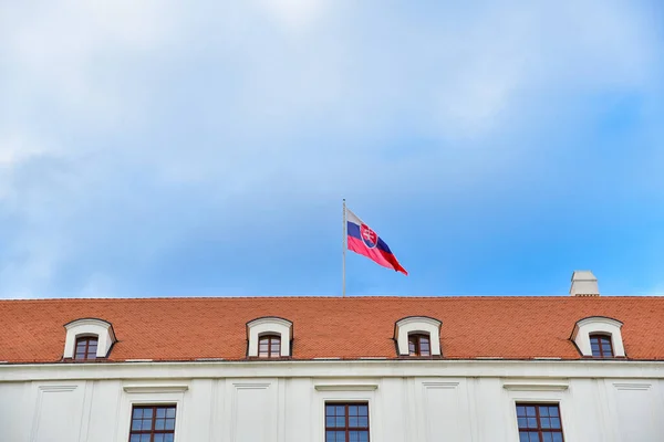 Slovakia National Flag Bratislava Castle — Stock Photo, Image