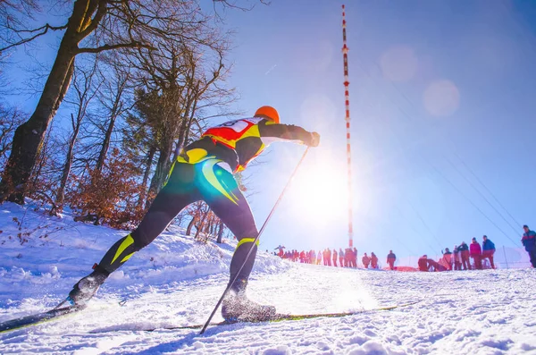 Nordic Sífutó Pályán Télen Sport Aktív Fotó Helyet Montázs Illusztráció — Stock Fotó