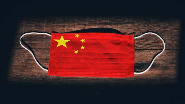Bendera Nasional China Bidang Medis Bedah Perlindungan Topeng Latar Belakang — Stok Foto