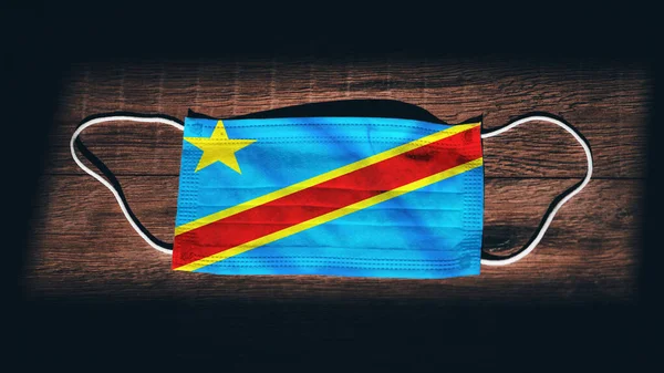 Congo Democratische Republiek Van Nationale Vlag Medische Chirurgische Bescherming Masker — Stockfoto