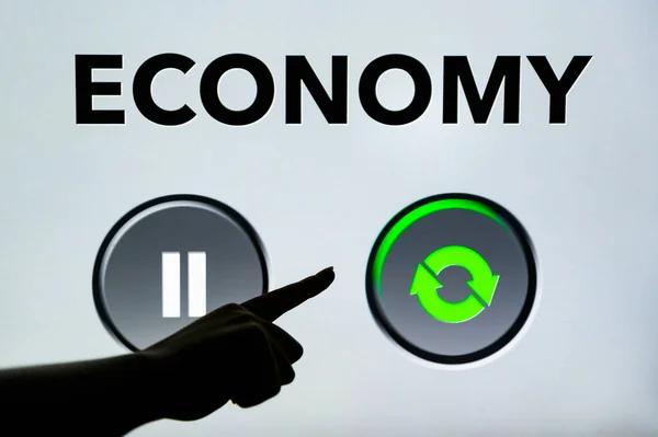 Ein Knopfdruck Genügt Die Nationale Wirtschaft Nach Der Krise Wieder — Stockfoto