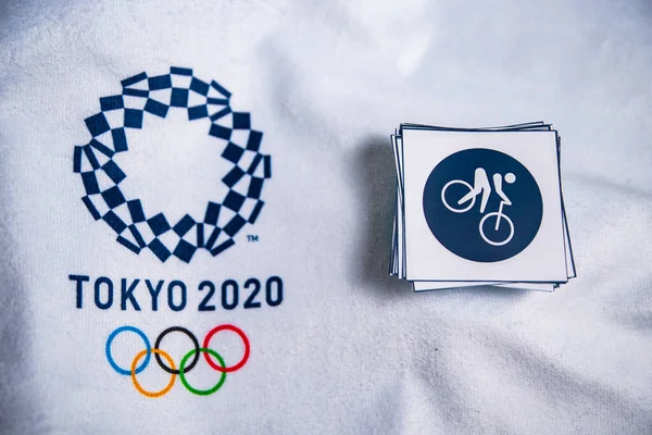 Tokio Japon Enero 20 2020 Ciclismo Mountain Bike Icono Para El Juego Olimpico De Verano Tokio 2020 Fondo Blanco Logo Oficial Y Pictogramas Imagen Logotipo Stock Photo 346949340