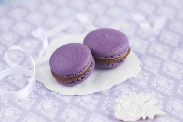 Macarrones Delicioso Postre Francés Composición Romántica — Foto de Stock