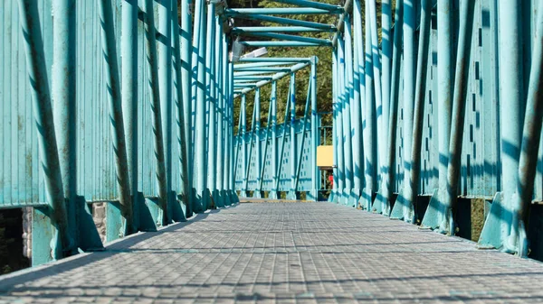 Polonia, podul metalic Miedzygorze pe baraj — Fotografie, imagine de stoc