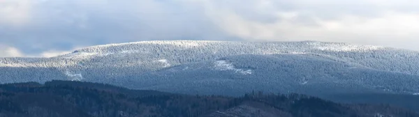 Inverno Montagna Catena Montuosa Innevata Con Foresta Bianca Neve Nelle — Foto Stock