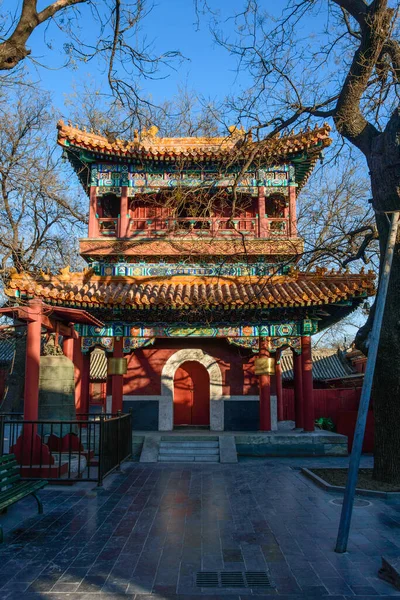 Edifício Chinês Clássico Com Numerosas Decorações Nos Terrenos Templo — Fotografia de Stock