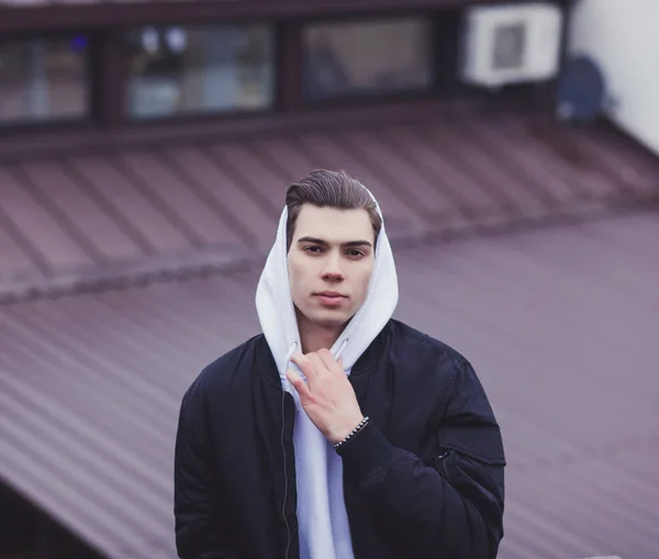 portrait man in a bomber jacket