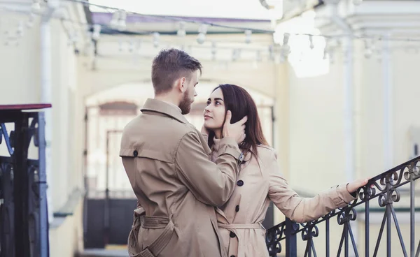 young sensual couple in city