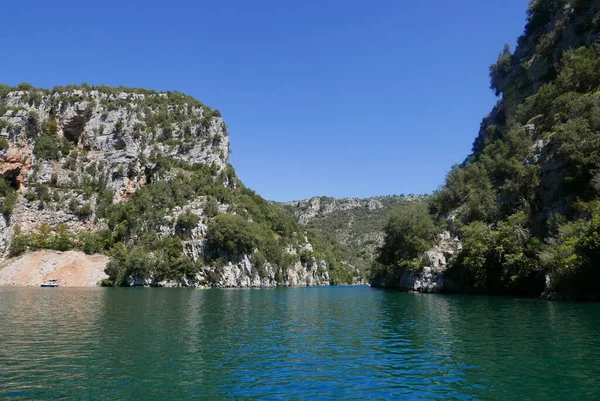 Boat Ride Esparron Lake France Beautiful Region Gorges Verdon — Stock Photo, Image