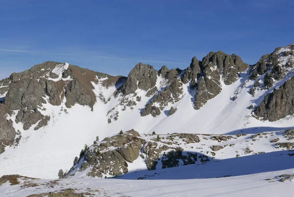 Snöigt Landskap Montgenvre Höga Alperna Vintern Frankrike — Stockfoto