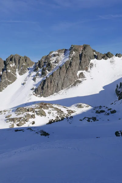 Snöigt Landskap Montgenvre Höga Alperna Vintern Frankrike — Stockfoto