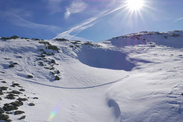 Peisaj Înzăpezit Din Montgenvre Alpii Înalți Timpul Iernii Franța — Fotografie, imagine de stoc