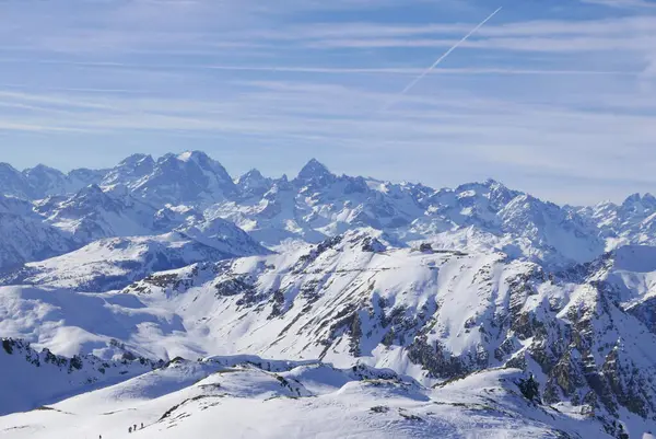 Снежный Пейзаж Монтжанвр Высоких Альпах Зимой Франция — стоковое фото