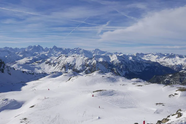 Snöigt Landskap Montgenvre Höga Alperna Vintern Frankrike — Stockfoto